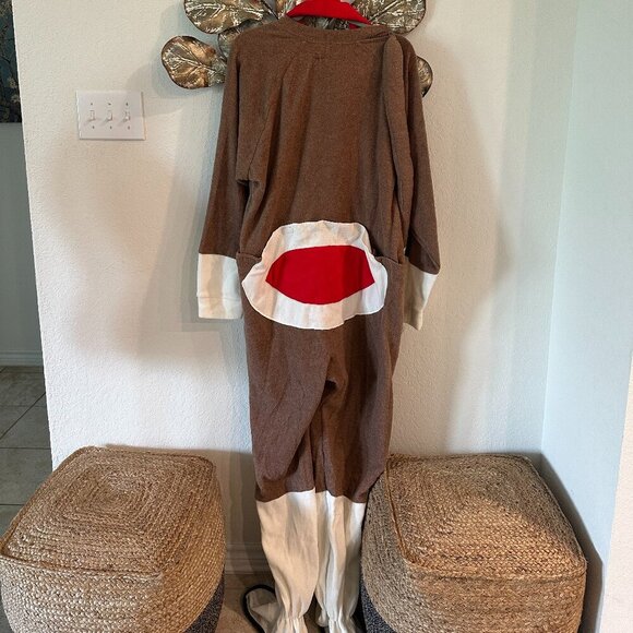 Sock Monkey Adult Footed Pajama Costume – Pajama City Size 6 SM - Picture 4 of 6